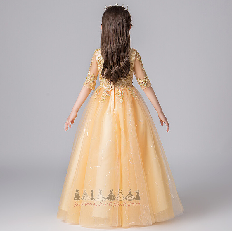 Dantel kaplaması Fermuar yukarıya Boncuk Mücevher Salıncak Orta Çiçek kız elbisesi