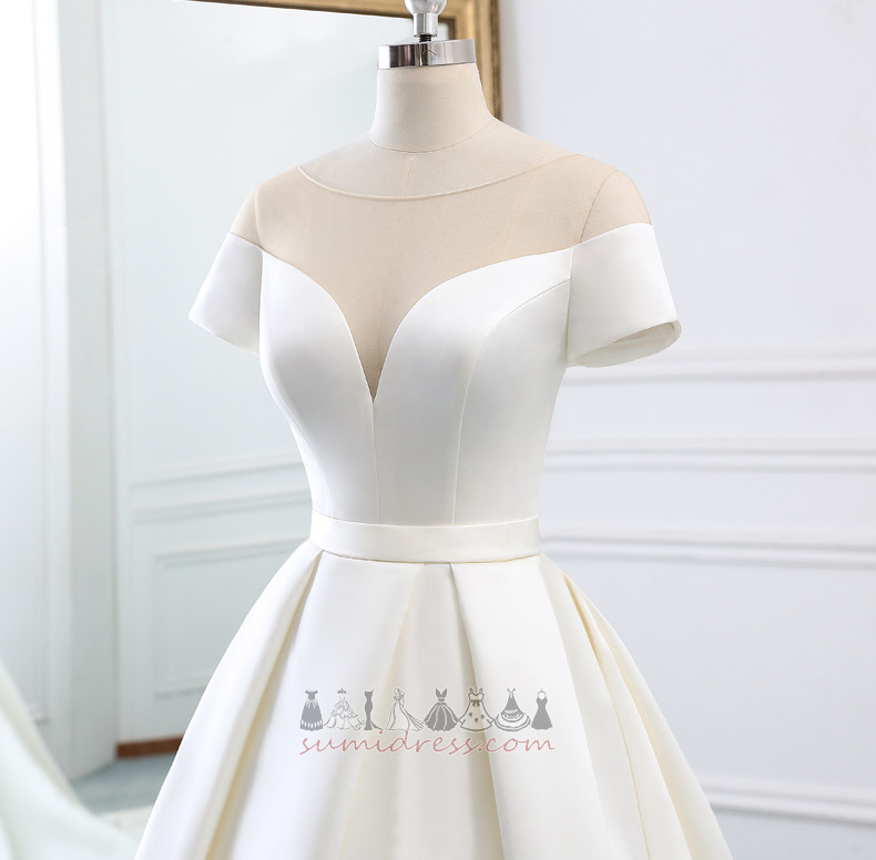 Deep v-Neck Lace-up Floor Length Hall Bateau A-Line Wedding Dress