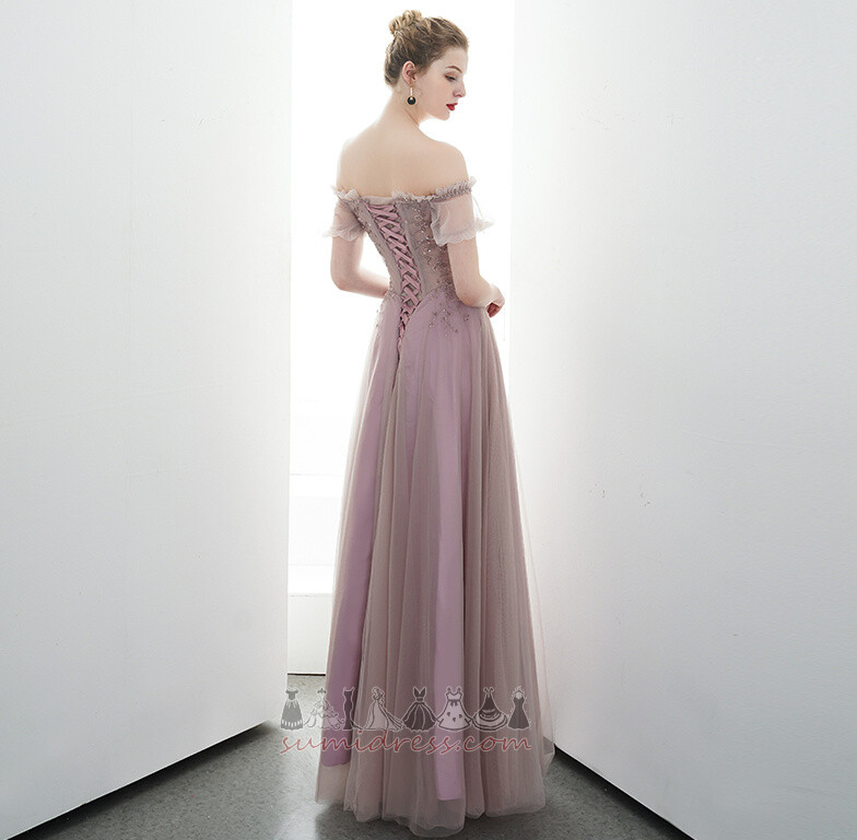 Dew shoulder Elegant Beading Natural Waist Fall Sleeveless Evening Dress
