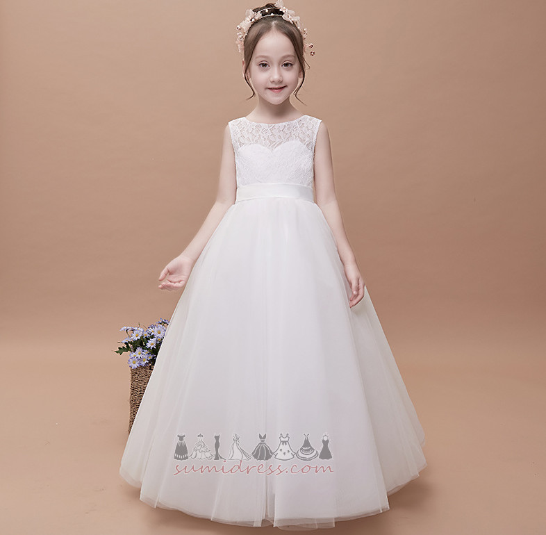 Детей платье A-линия формальный кружево драгоценность Без рукавов Длина пола