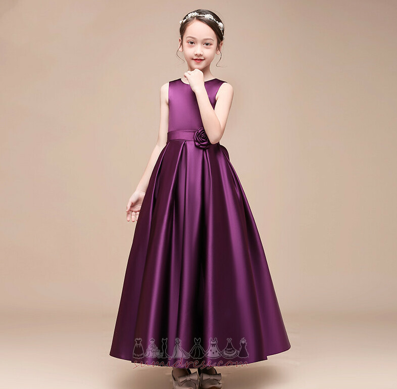 Детей платье Природные Талия Цветы A-линия формальный атласная Без рукавов