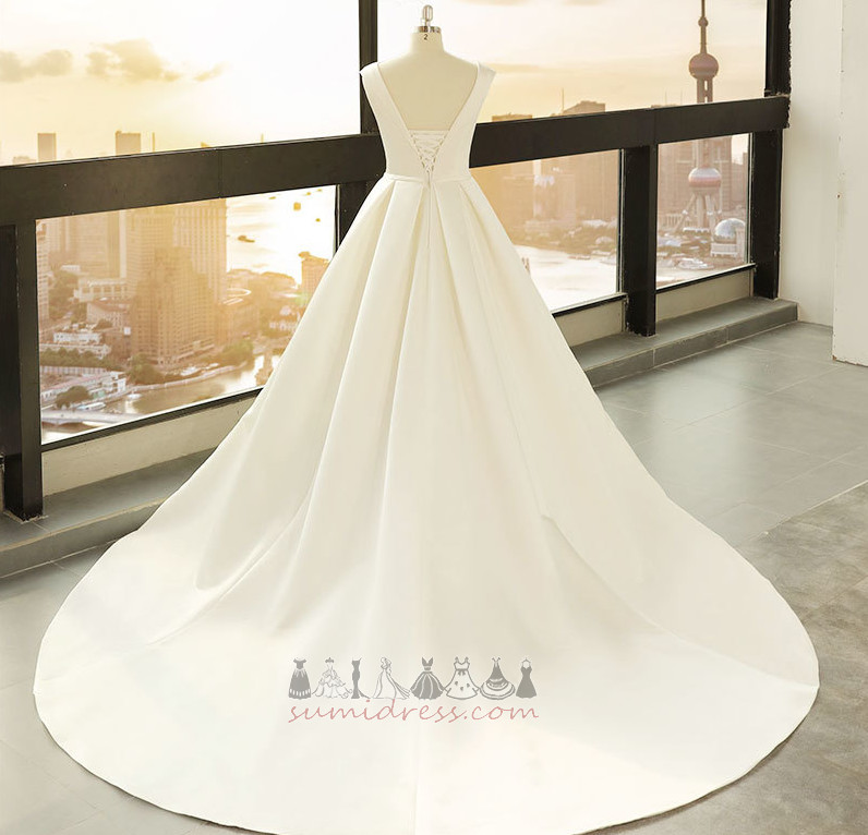 Dlouhý Jednoduchý Střední pasu A-Line Sál Zimní Svatební šaty