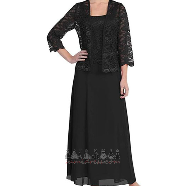 Dlouhý rukáv šifón Kotníky hostina Léto Náměstí Matka nevěsty šaty