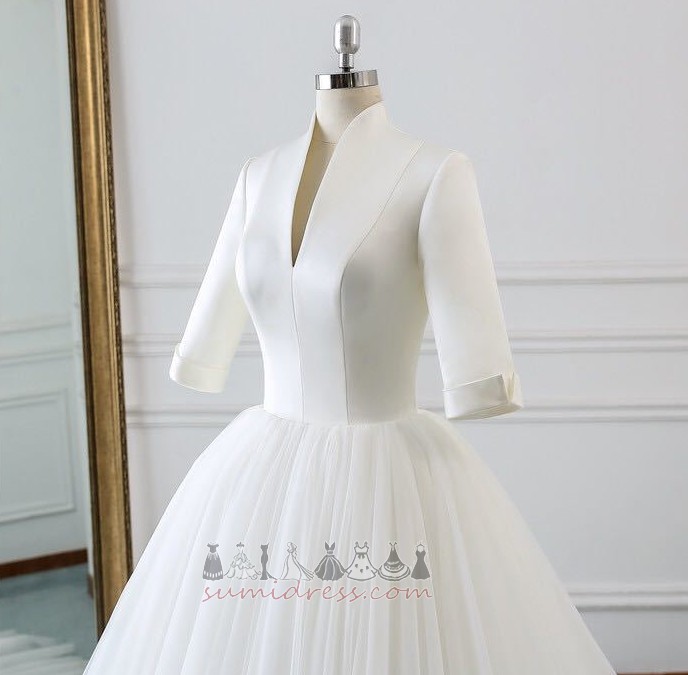 Dlouhý T-shirt rukáv Katedrála vlak trojúhelník formální A-Line Svatební šaty