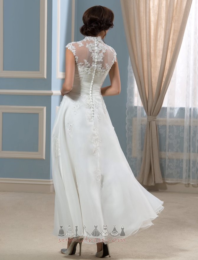 Doğal belden Yüksek kapalı Romantik Dantel Bahar Bir çizgi Düğün Elbise
