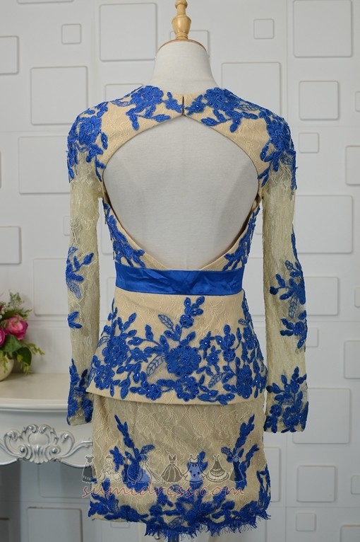 Doğal belden Zarif Bol dökümlü Kılıf İllüzyon kollu Sonbahar Gece elbisesi
