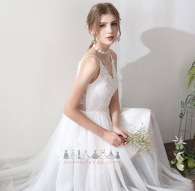 Dolžina čaj Pomlad V-vratu Koralda Plaža Preprosta Poročne obleko