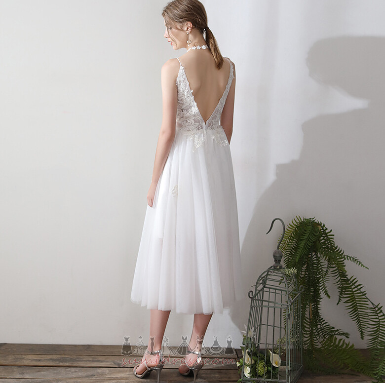 Dolžina čaj Pomlad V-vratu Koralda Plaža Preprosta Poročne obleko