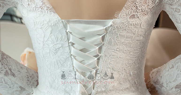 Dolžina tal Dolgimi rokavi Naravni pasu Hruška širok vrat Brez zadnjega dela Poročna obleka