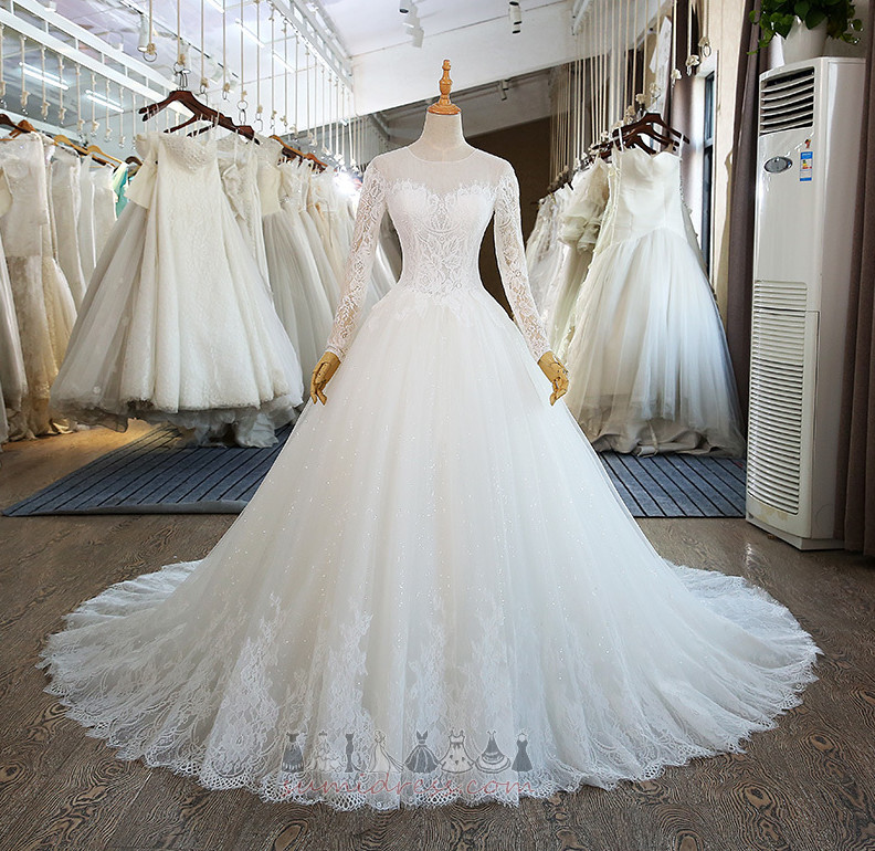 довгі рукави Церква природні Талія мереживо формальний мереживо Весільна сукня