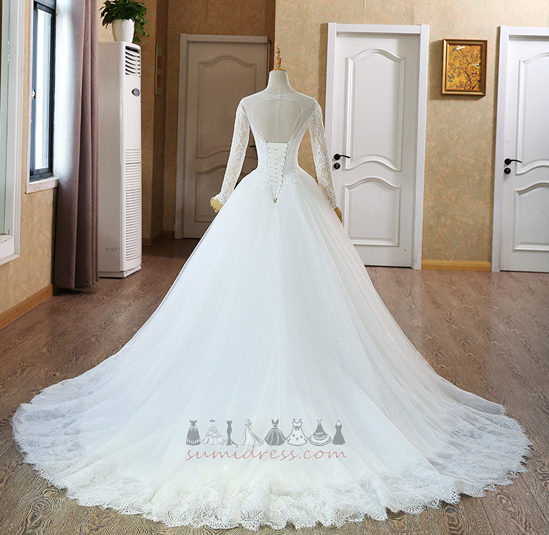 довгі рукави Церква природні Талія мереживо формальний мереживо Весільна сукня