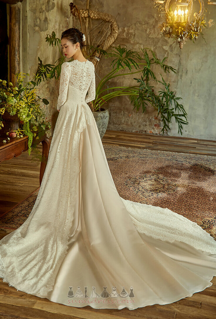 довгі рукави кнопка Довго природні Талія блискавка вгору зима Весільна сукня
