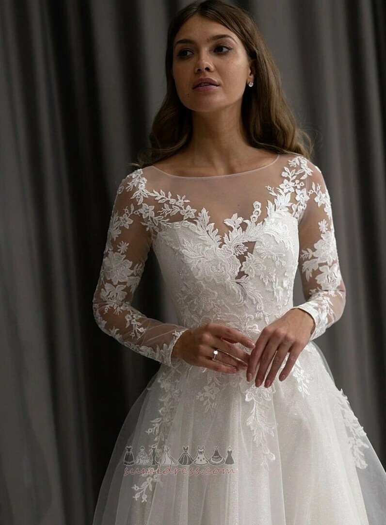 довгі рукави природні Талія на відкритому повітрі драпіровані Весільна сукня
