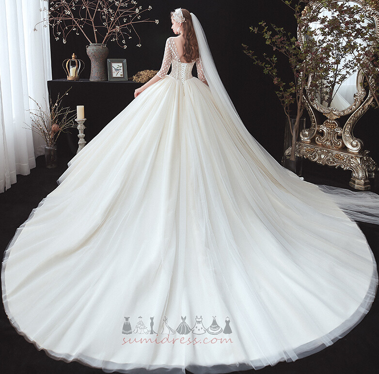 Довго формальний Босоніжки тюль аплікації зима Весільна сукня
