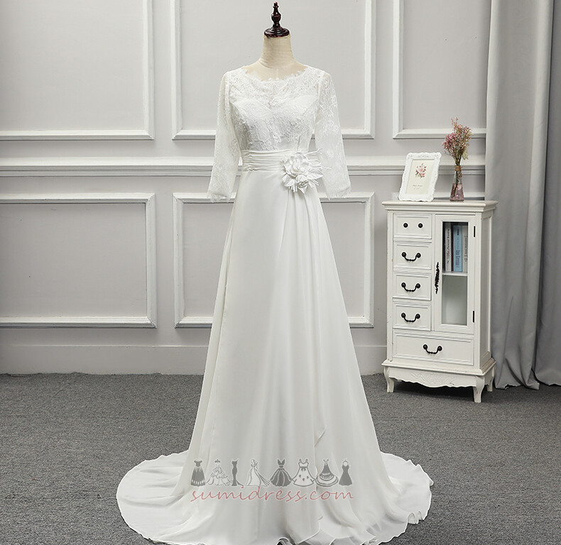 Довго коштовність мереживо Футболка на відкритому повітрі лінія Весільна сукня