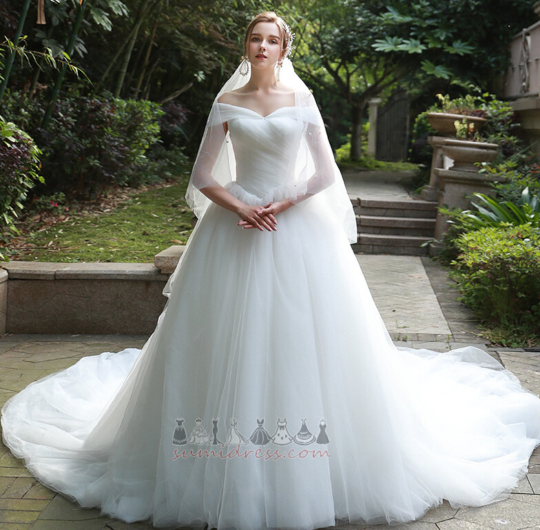 Довго перевернутий трикутник блоковані рукава природні Талія Весільна сукня
