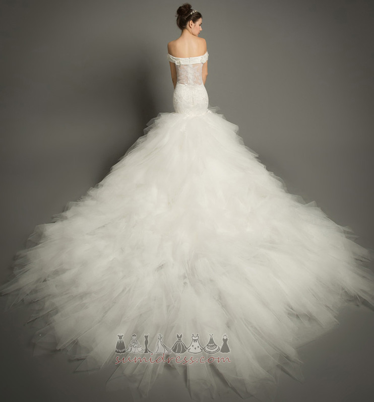 Довго розгортки поїзд природні Талія Мереживо Overlay блискавка вгору русалка Весільна сукня