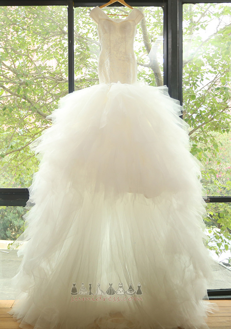 Довго розгортки поїзд природні Талія Мереживо Overlay блискавка вгору русалка Весільна сукня