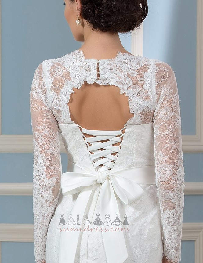 Довго тонкий рюш королева Енн замкова щілина ілюзія рукава Весільна сукня