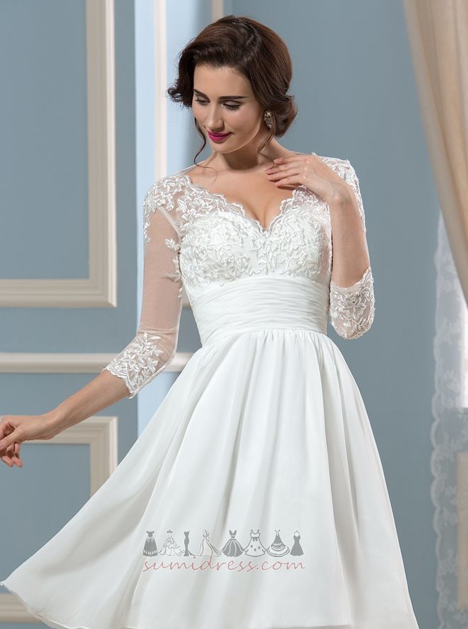 довжина коліна блискавка вгору V-подібним вирізом середа рюш Весільна сукня