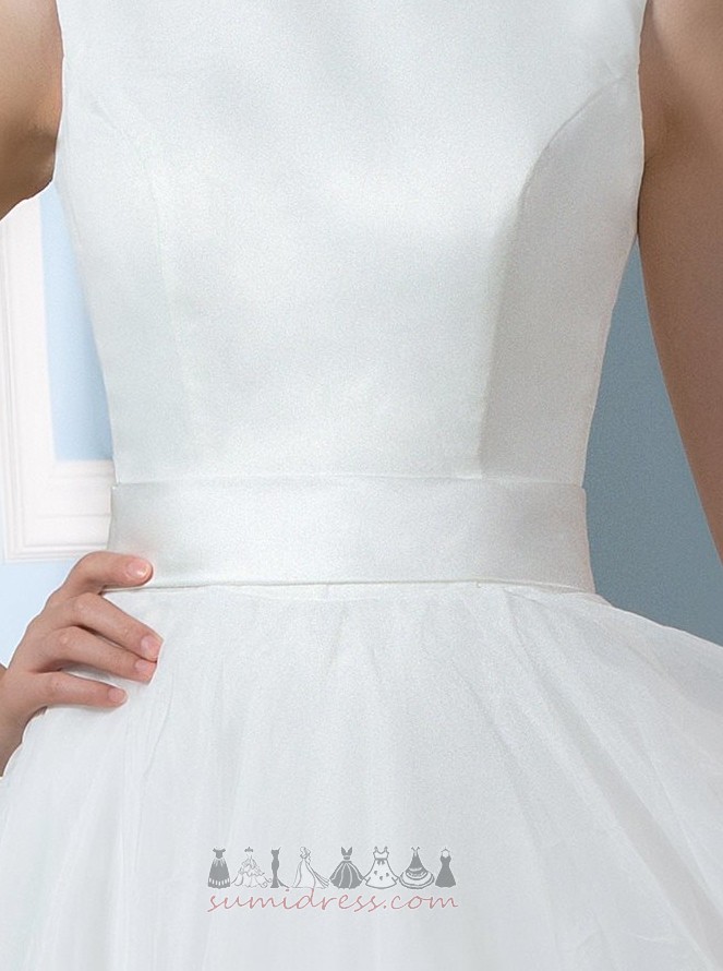 довжина коліна лук природні Талія весна Бато простий Весільна сукня