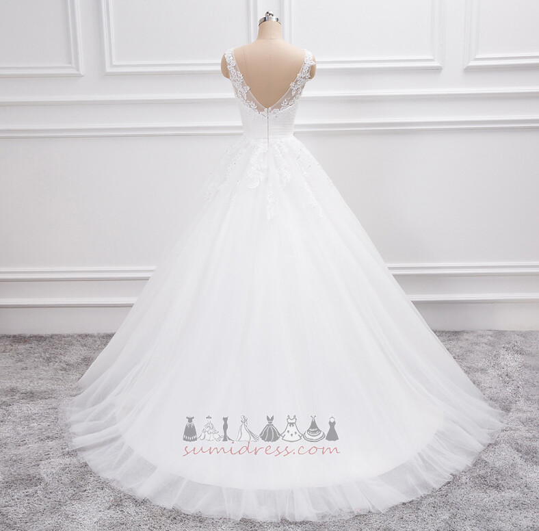 довжина підлоги безрукавний зал природні Талія літо атлас Весільна сукня