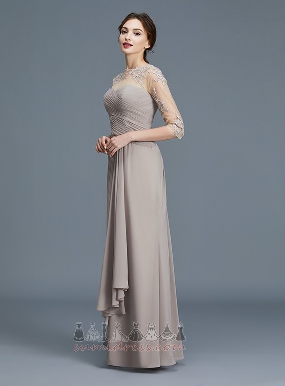 Dragkedja A-linjeformat Natural Midja Juvel Bröllop llusion ärmar Mor klänning