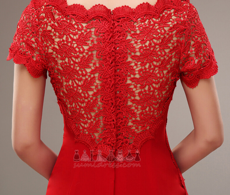 Dragkedja Bara axlar Chic Spets Korta ärmar Spets Bröllopsklänning