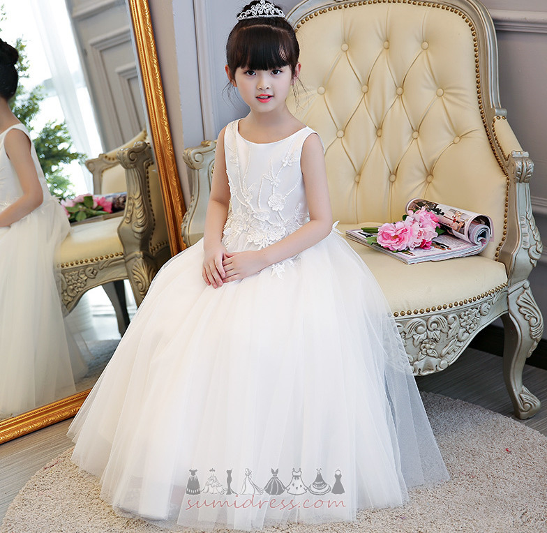 Dragulj Crta Srednji Bez rukava Gležanj Duljina Čipka Djeca haljina