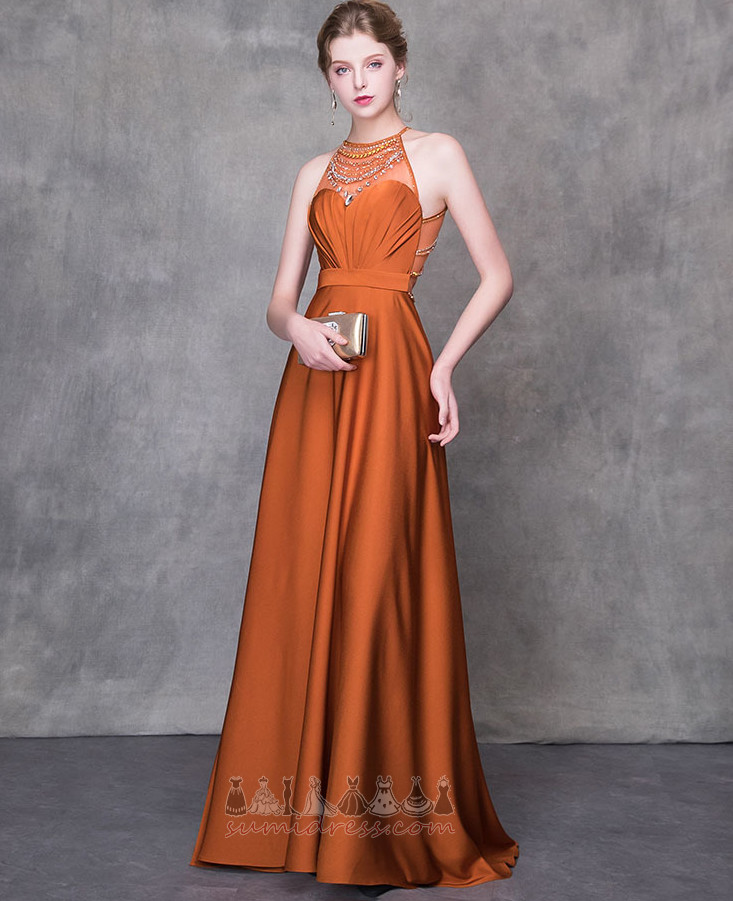 Dragulj Prirodne struka Elegantan Pasti Bez rukava Saten Večernje haljina