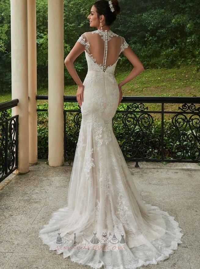 Draped Illusion Sleeves Elegant Fall Mermaid Beach Wedding Dress