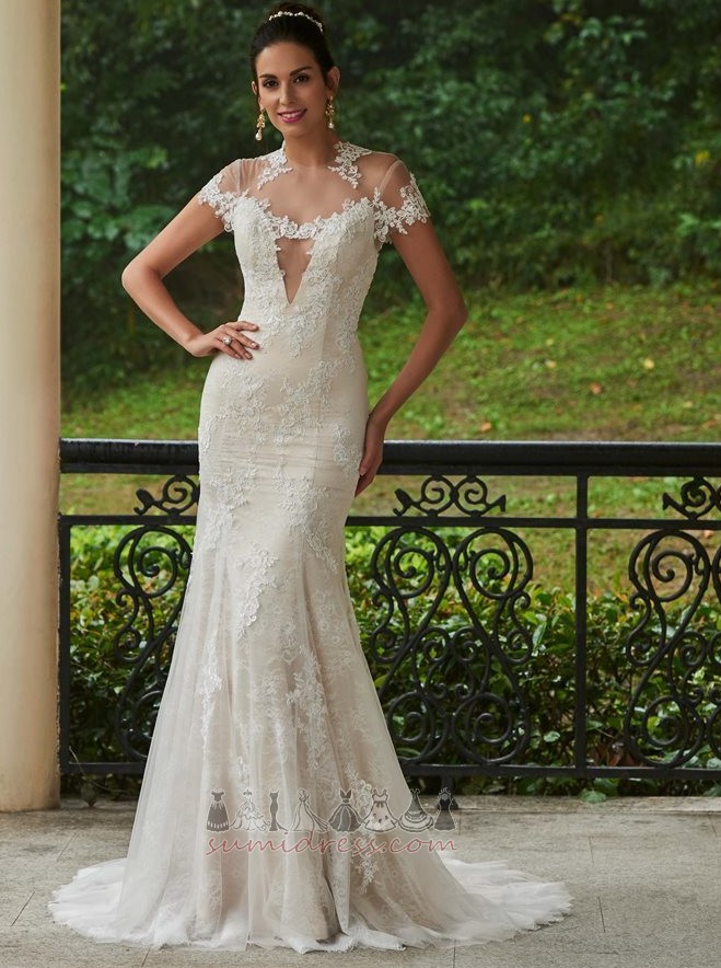 Draped Illusion Sleeves Elegant Fall Mermaid Beach Wedding Dress
