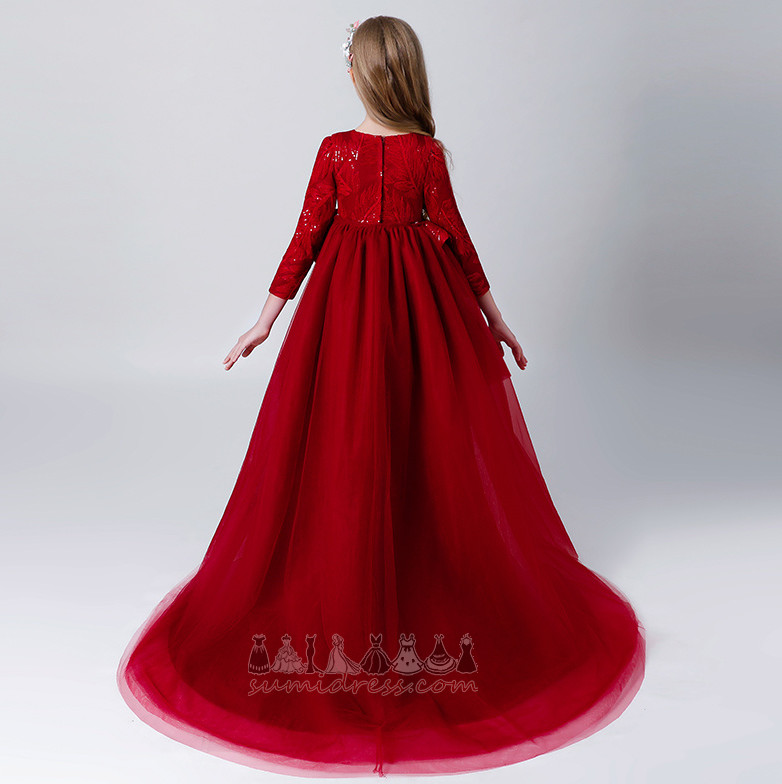 Draped Jewel Long Sleeves Asymmetrical Medium Hemline Asymmetrical Little girl dress