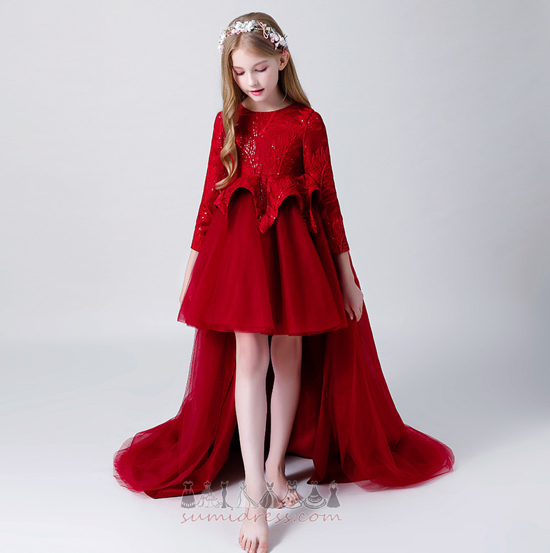 Draped Jewel Long Sleeves Asymmetrical Medium Hemline Asymmetrical Little girl dress