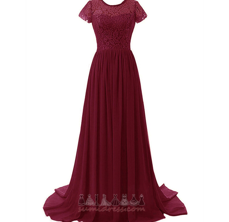 Draped Jewel Sale Short Sleeves Natural Waist Chiffon Evening Dress