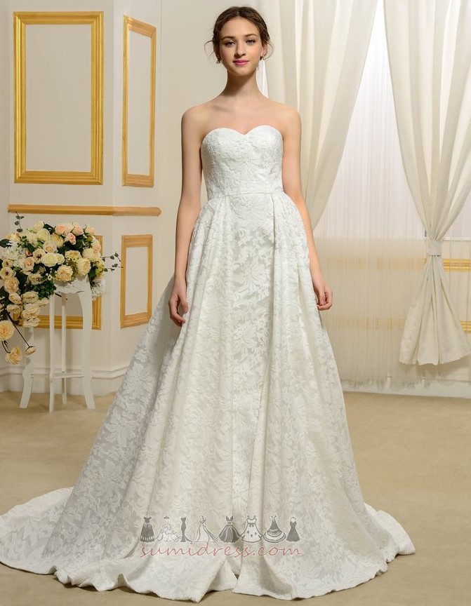 Draped Lace Inverted Triangle Sweetheart Long Natural Waist Wedding Dress