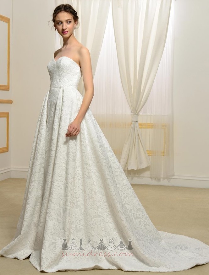 Draped Lace Inverted Triangle Sweetheart Long Natural Waist Wedding Dress