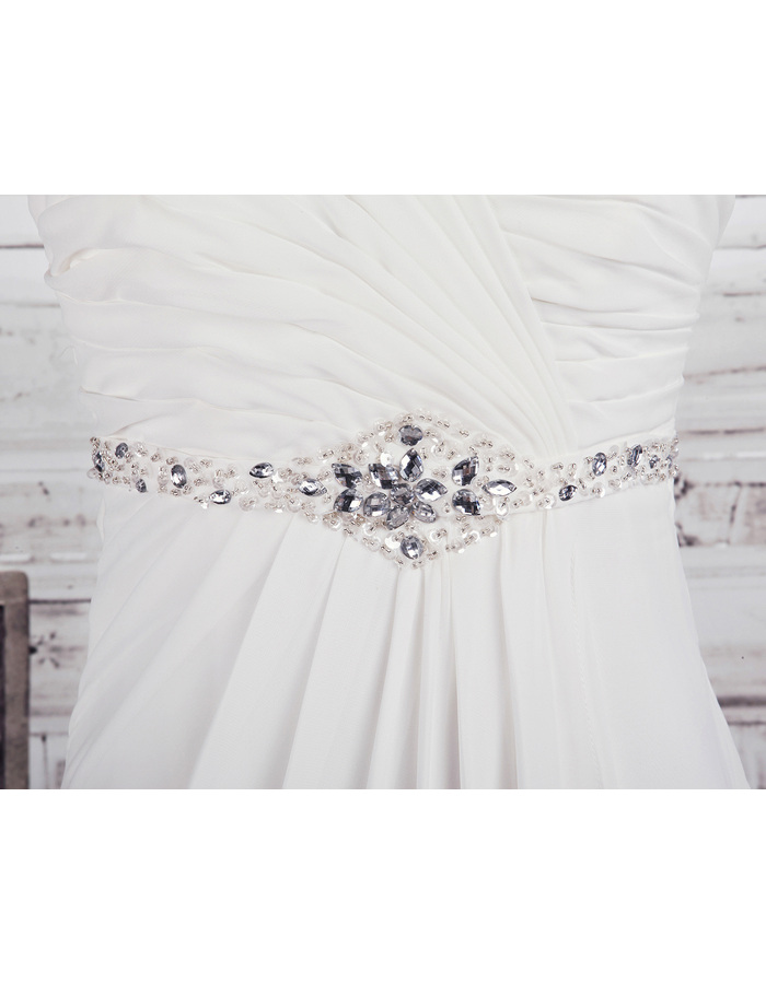 Draped Rectangle Sweetheart Sleeveless Floor Length Sweep Train Wedding gown