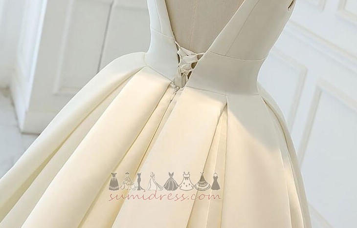 Draped Satin Sleeveless Outdoor Natural Waist A-Line Wedding Dress