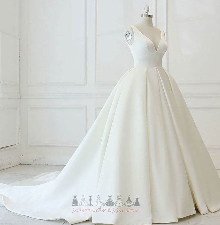 Draped Satin Sleeveless Outdoor Natural Waist A-Line Wedding Dress