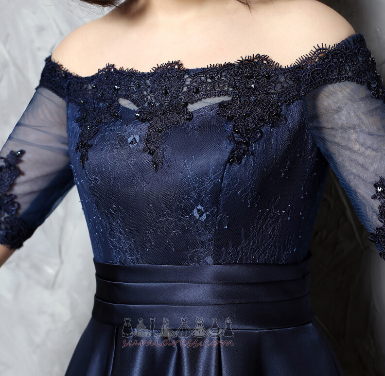 Draped Short Sleeves Lace-up A-Line Lace Overlay Lace Evening Dress