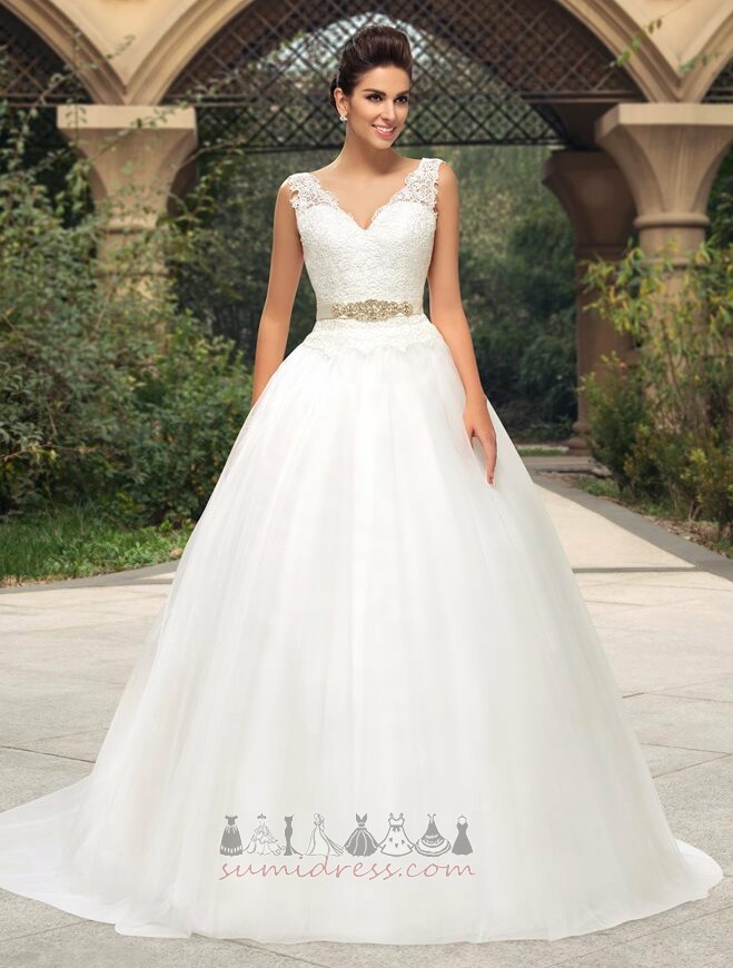 Draped Sleeveless Tulle Elegant Lace Overlay A-Line Wedding Dress
