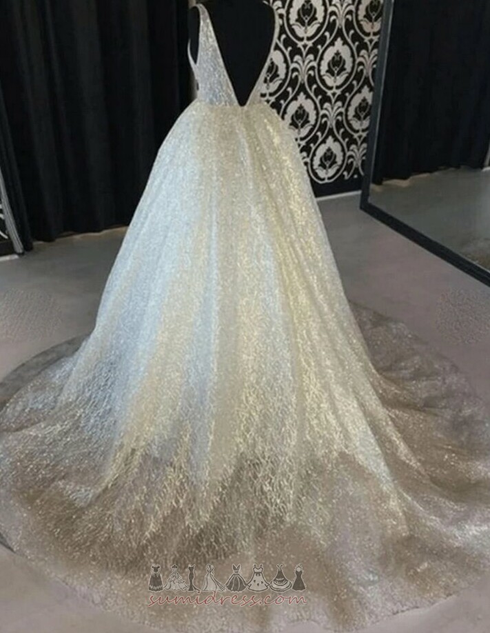 Draped V-Neck Ankle Length Starry Natural Waist A-Line Wedding Dress