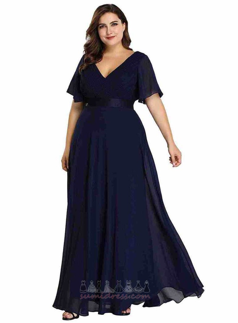 Draped Winter Floor Length Short Sleeves Loose Sleeves Chiffon Evening Dress