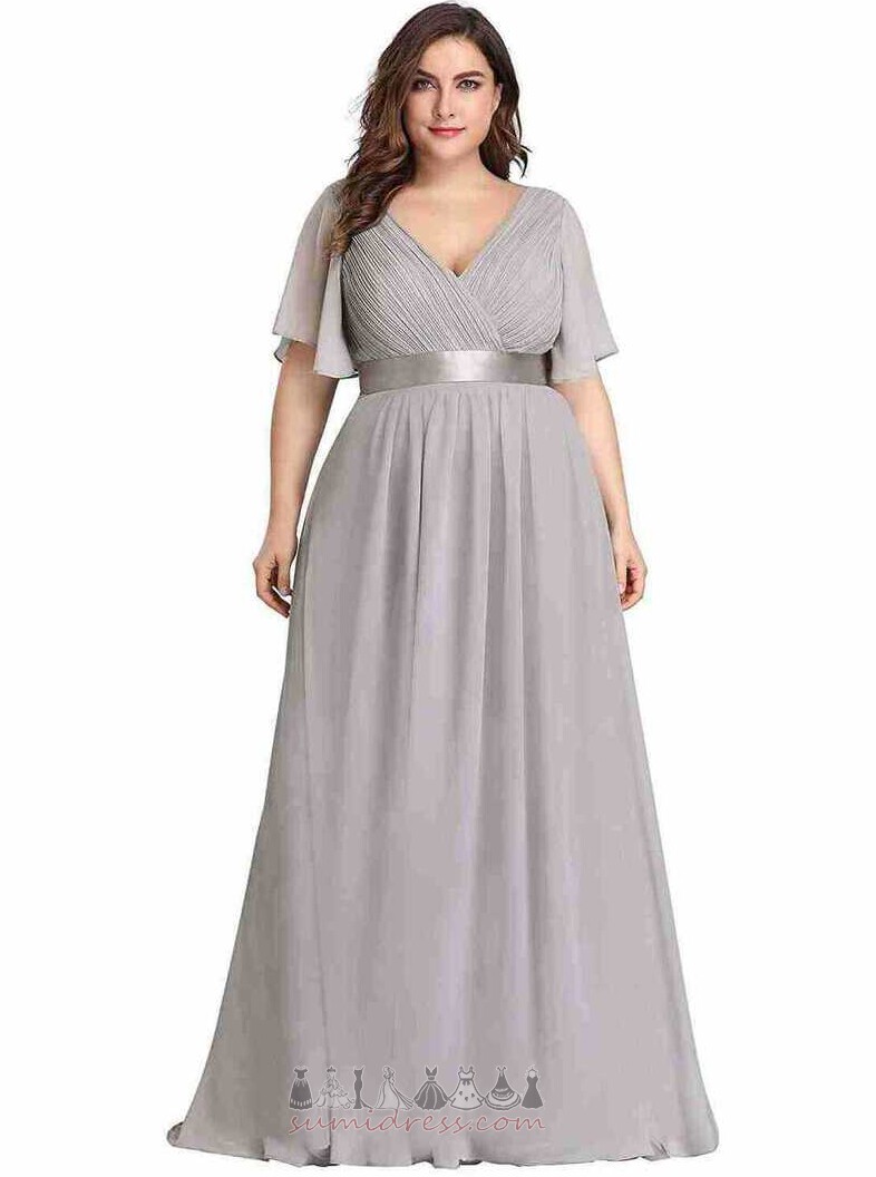 Draped Winter Floor Length Short Sleeves Loose Sleeves Chiffon Evening Dress