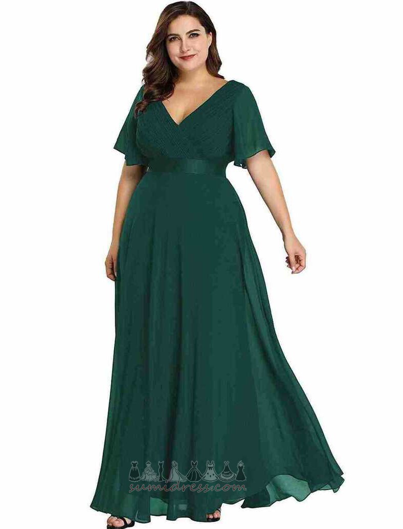 Draped Winter Floor Length Short Sleeves Loose Sleeves Chiffon Evening Dress