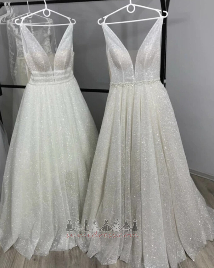 драпіровані безрукавний блискавка вгору зал тюль V-подібним вирізом Весільна сукня