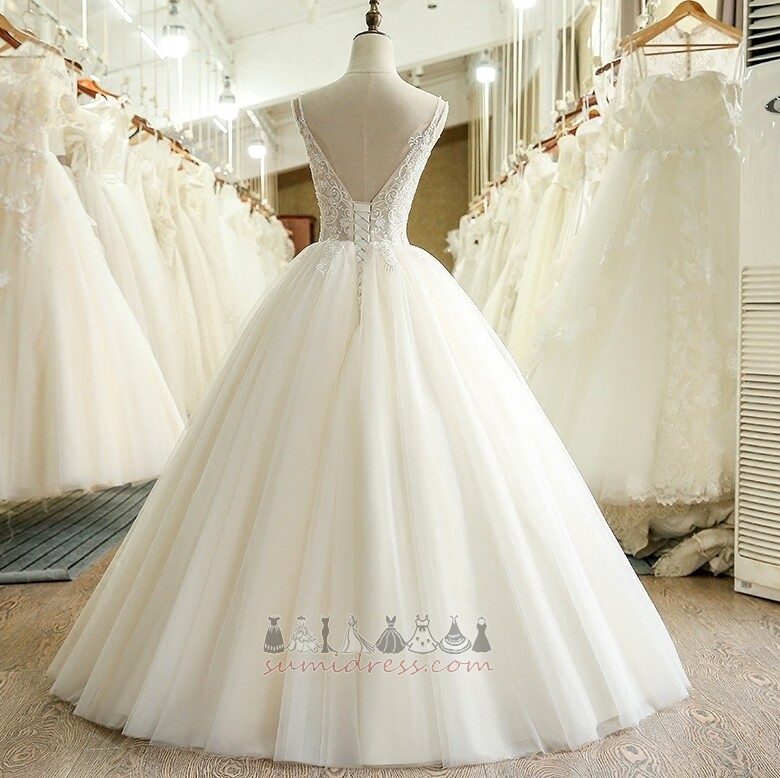 драпіровані Босоніжки природні Талія тюль прикрашений ліф лінія Весільна сукня