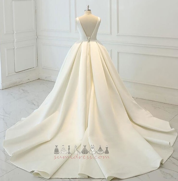 драпіровані природні Талія безрукавний на відкритому повітрі атлас Весільна сукня