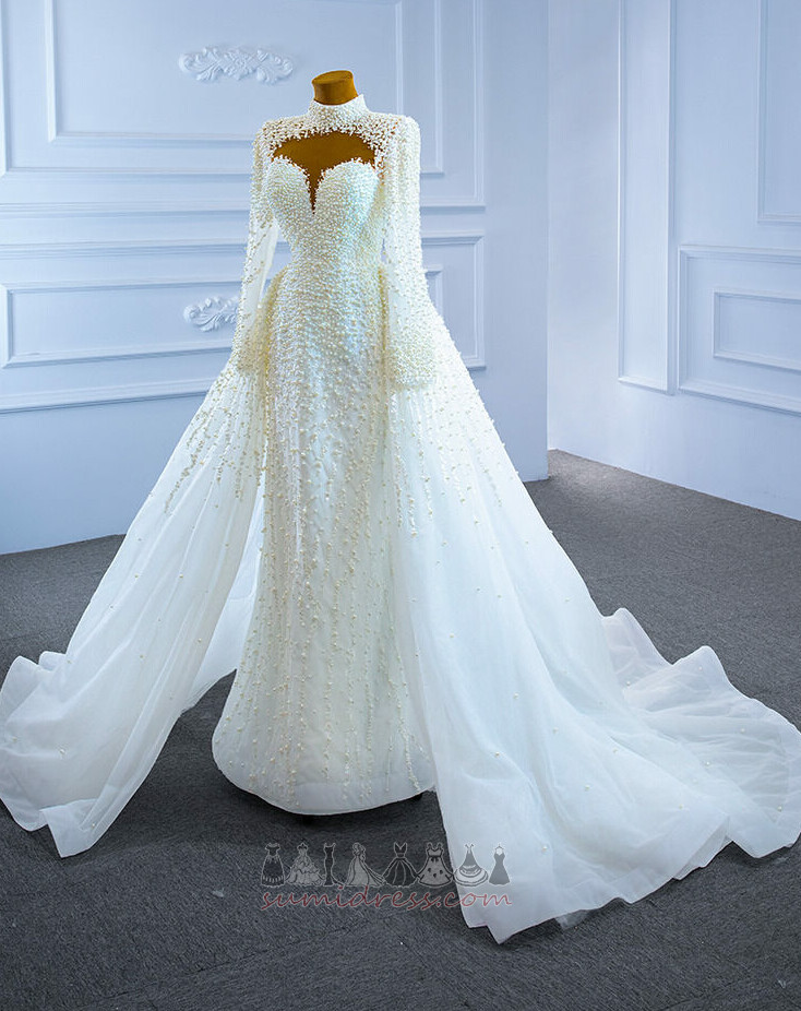 драпіровані суд поїзд тонкий природні Талія прикрашений ліф русалка Весільна сукня